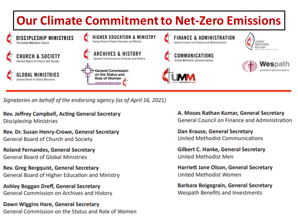 UMC Ministries Climate Change Commitment