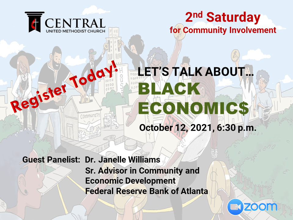 A poster advertising an event with the title " let 's talk about black economics ".