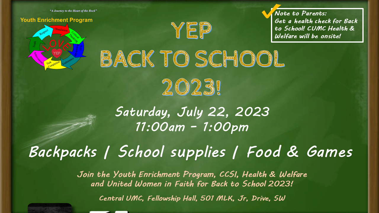 A poster for the back to school event.