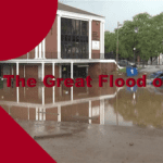 A red banner with the words " the great flood of 2 0 1 3 ".