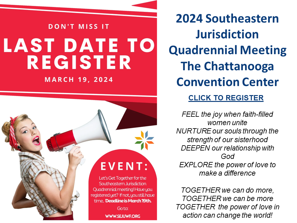 A flyer for the 2 0 1 9 southeast jurisdiction convention.