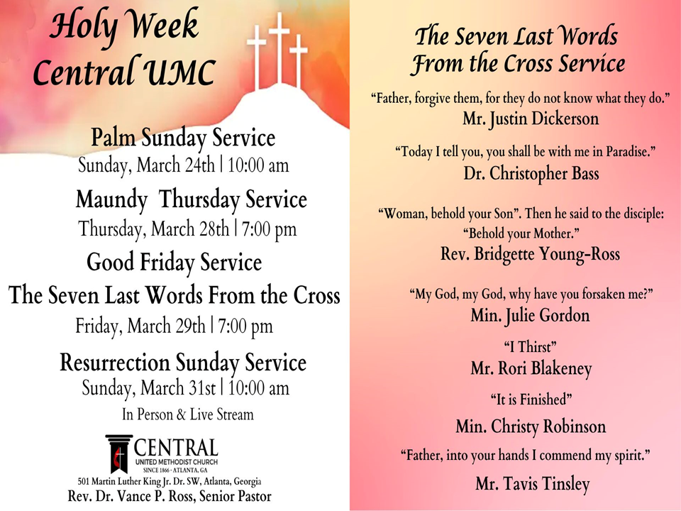 Holy Week 2024 Schedule