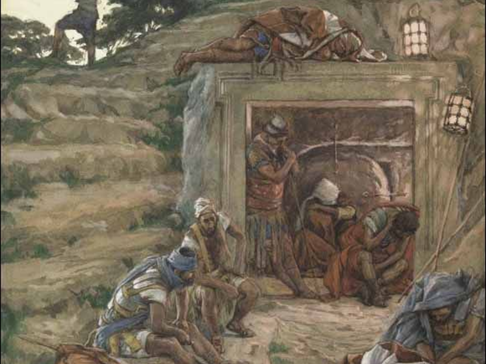 Roman guards watch over Jesus's tomb slider