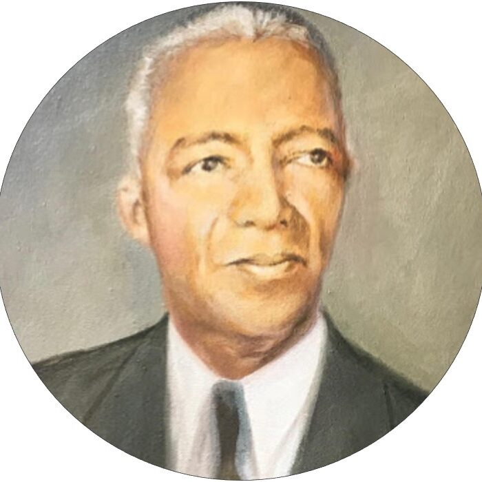 A painting of an older man in a suit.