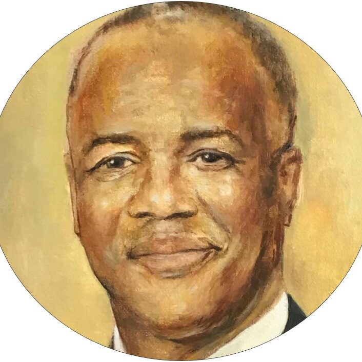 A painting of an african american man in suit and tie.