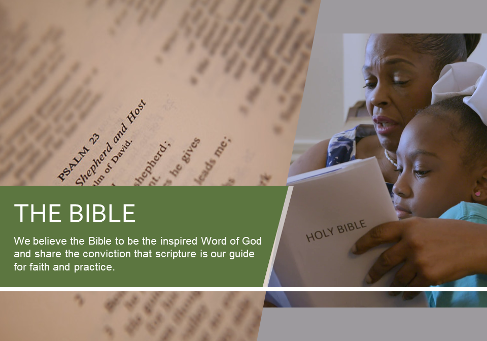 A person reading the bible on top of a page.